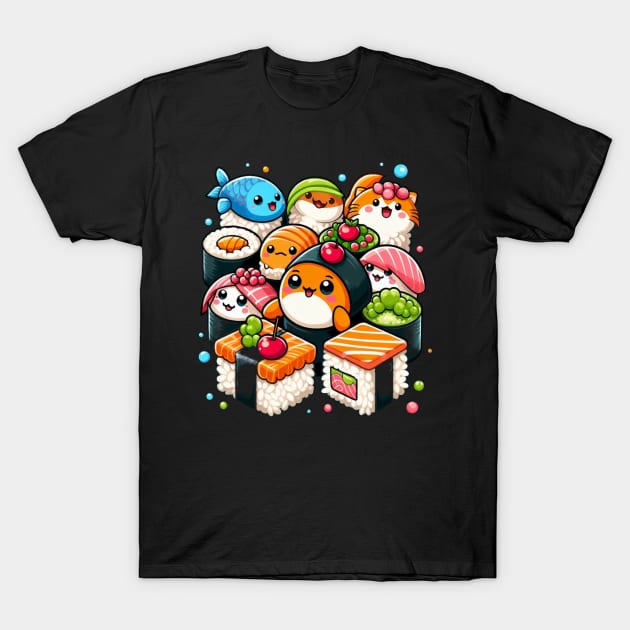 Kawaii Anime Sushi Lovers T-Shirt by CP6Design